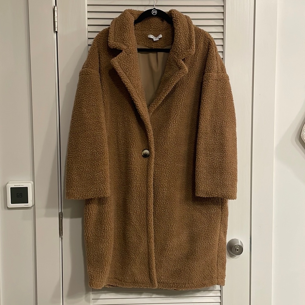 Fuzzy long trench coat